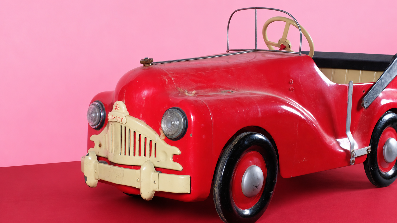 Vintage Pedal Car On Pink Red Studio Set (1)